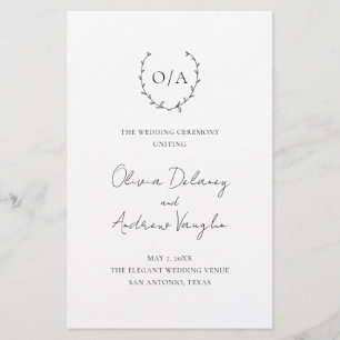 Programme de mariage Couronne de monogramme classi