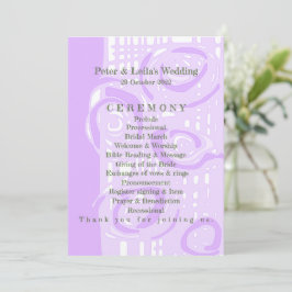 Programme de mariage Culture Mosaïque Floral Lilac