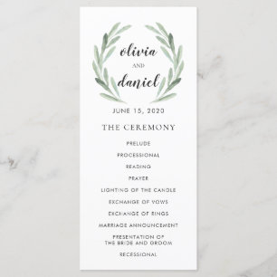 Programme de mariage cursif de seringues de feuill