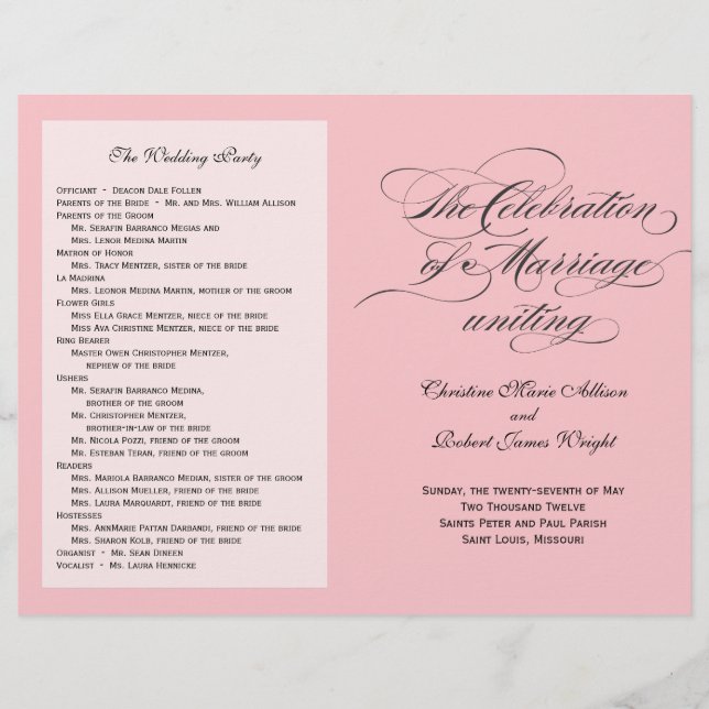 Programme de mariage Custom_Blush (Devant)