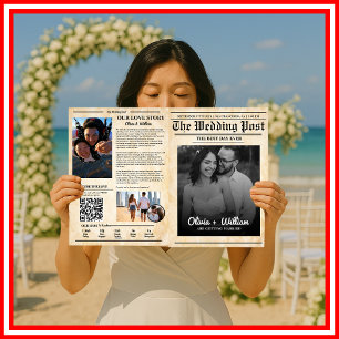 Programme de mariage dans un journal rustique avec