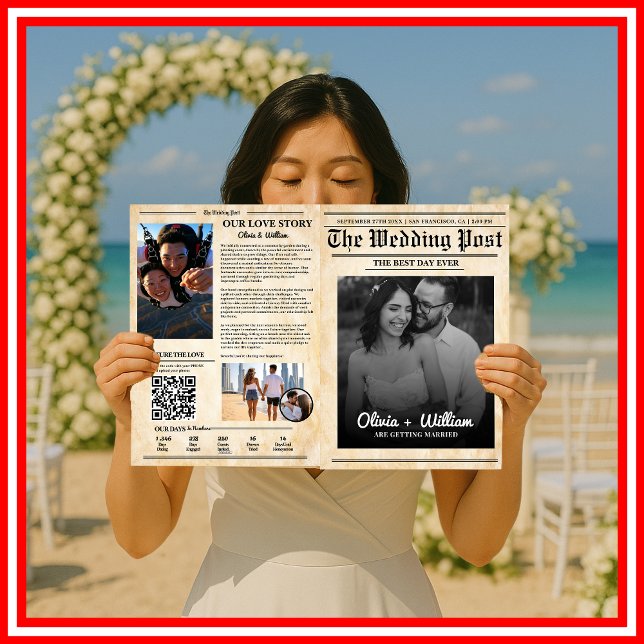 Programme de mariage dans un journal rustique avec (Créateur téléchargé)