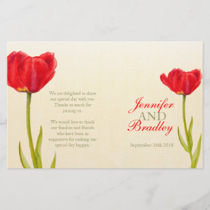 Programme de mariage d'art de tulipe rouge
