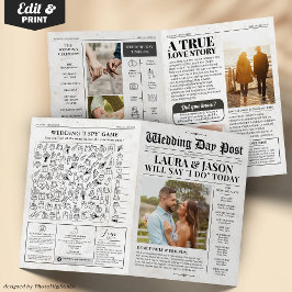 Programme de mariage de 4 pages Journal Mariage un