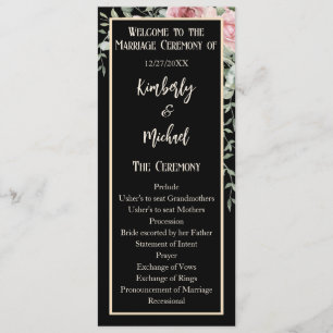Programme de mariage de Boho Rose Noir à double fa