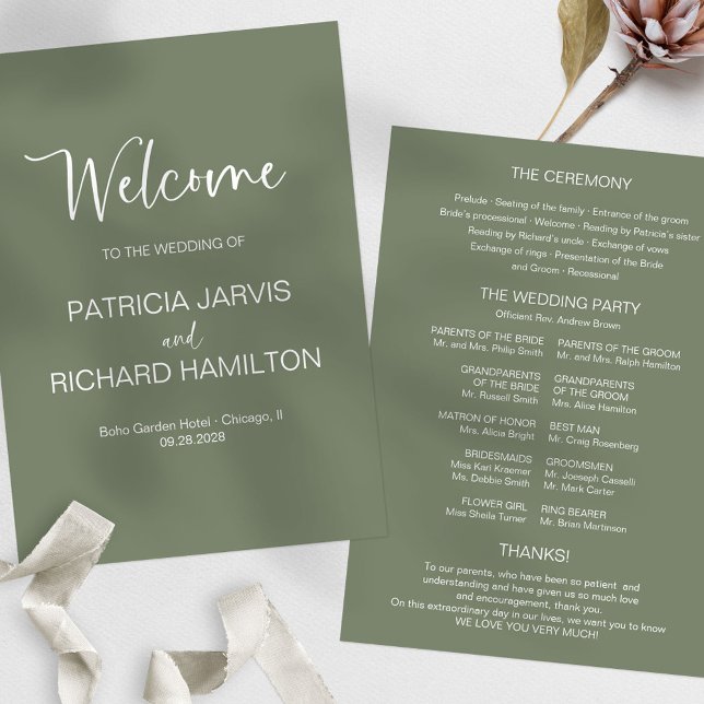 Programme de mariage de calligraphie moderne simpl (Créateur téléchargé)