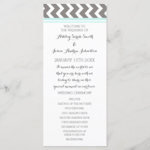 Programme de mariage de Chevron de gris bleu