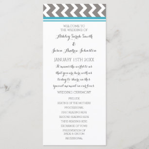 Programme de mariage de Chevron de gris bleu