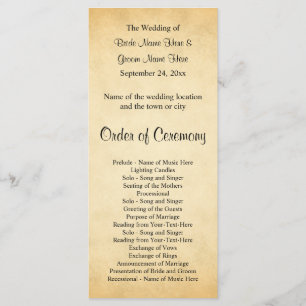 Programme de mariage de conception Motif parchemin