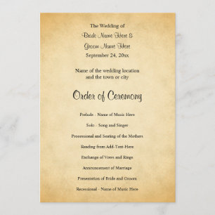 Programme de mariage de conception Motif parchemin