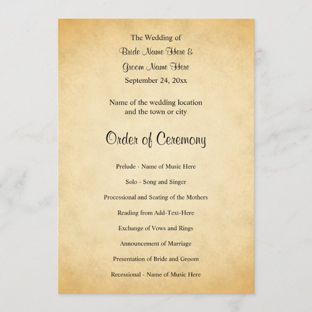 Programme de mariage de conception Motif parchemin (Devant)