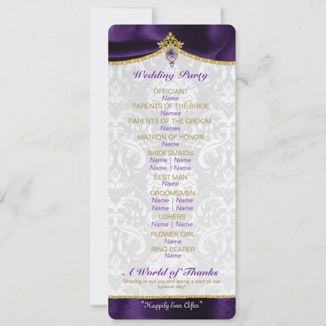 Programme de mariage de conte de fée royal (Dos)