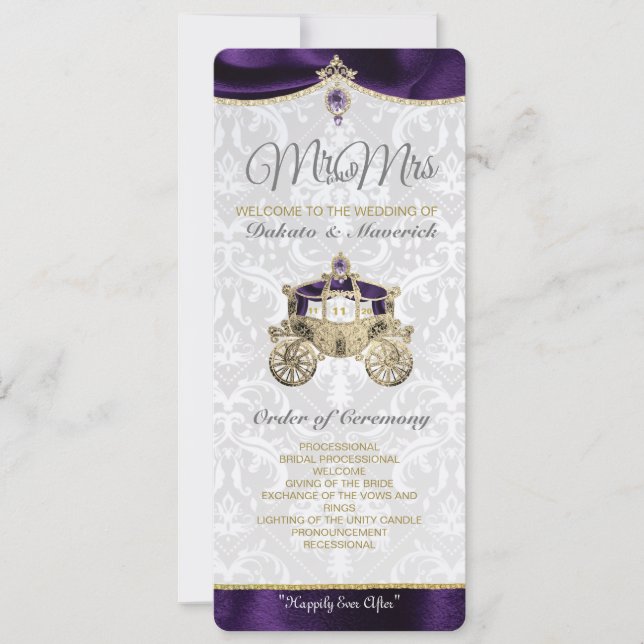 Programme de mariage de conte de fée royal (Devant)