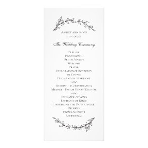 Programme de mariage de jardin. Botanique noir et