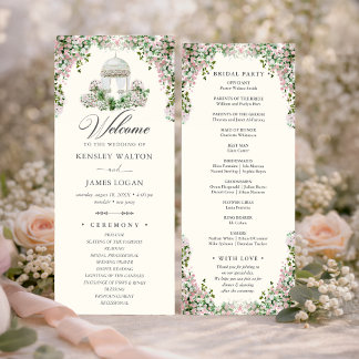 Programme de mariage de jardin rose élégant