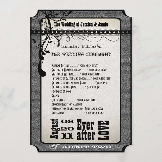 Programme de mariage de la feuille de jeu Argent m (Devant)