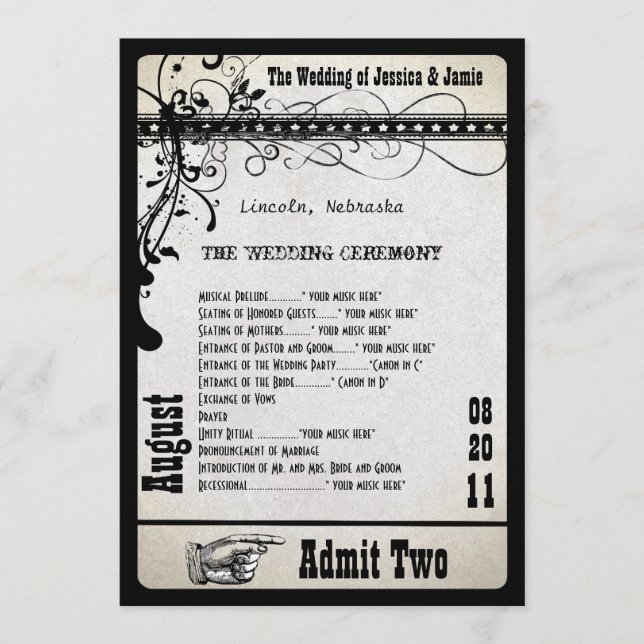 Programme de mariage de la feuille de jeu Argent m (Devant)