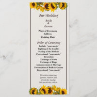 Programme de mariage de la foule des tournesols