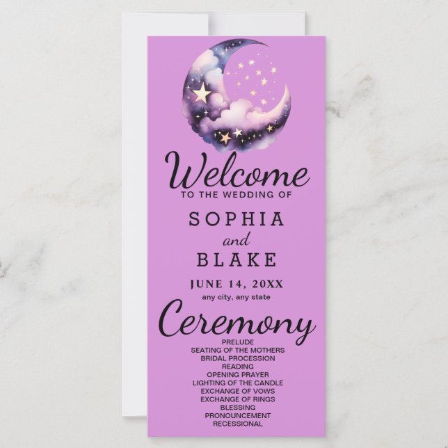 Programme de mariage de la lune de croissant bleu  (Devant)