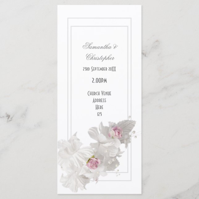 Programme de mariage de l'église bouquet blanc (Devant)