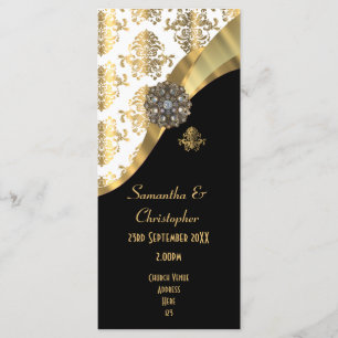 Programme de mariage de l'église en or et noir dam