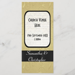 Programme de mariage de l'église noire et or