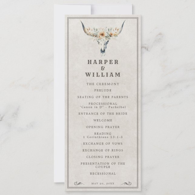 Programme de mariage de longhorn occidental (Devant)