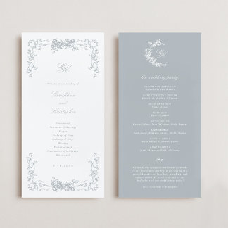 Programme de mariage de monogramme de régence