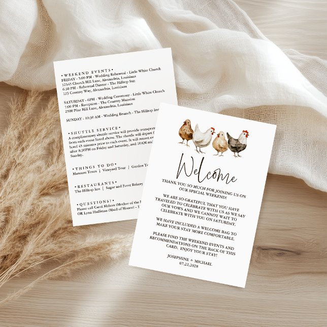 Programme de mariage de poulet rustique et lettre  (Créateur téléchargé)