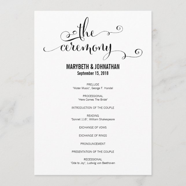 Programme de Mariage De Script Nous Faisons Modern (Devant)