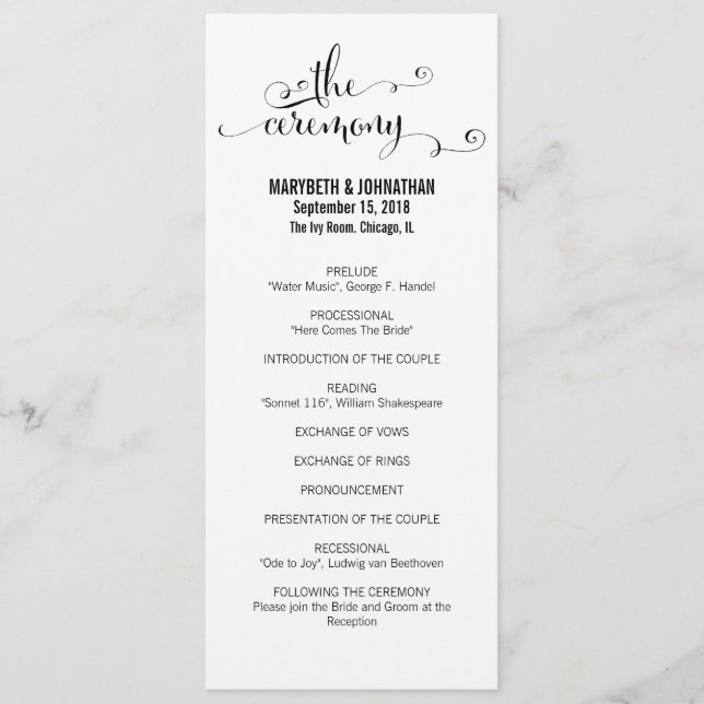 Programme de Mariage De Script Nous Faisons Modern (Devant)