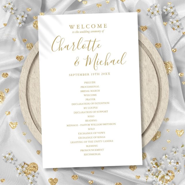 Programme de mariage de script signature or simple (Simple Gold Signature Script Wedding Program)