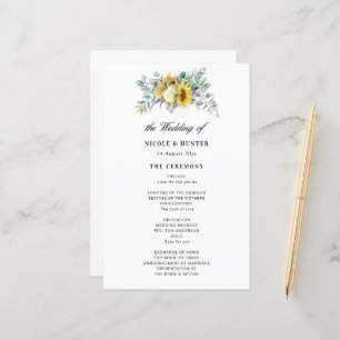 programme de mariage de tournesol rustique eucalyp