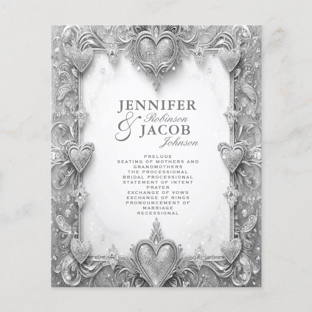 Programme de mariage des Coeurs d'argent (Devant)