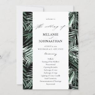 Programme de mariage des Feuilles de palme tropica