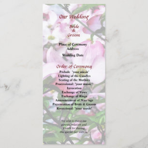 Programme de mariage des fleurs de cornouiller ros
