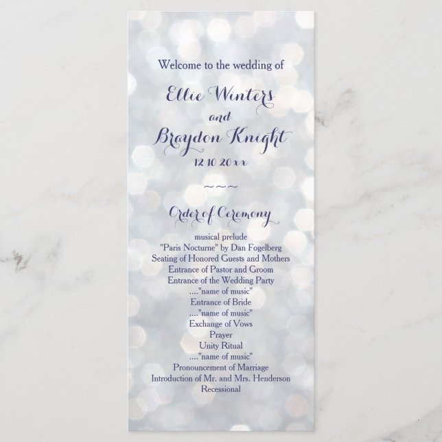 Programme de mariage des lumières scintillantes (Devant)