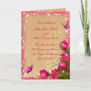 Programme de mariage des papillons floraux rose ru
