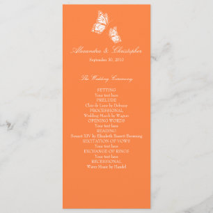 Programme de mariage des papillons orange simple