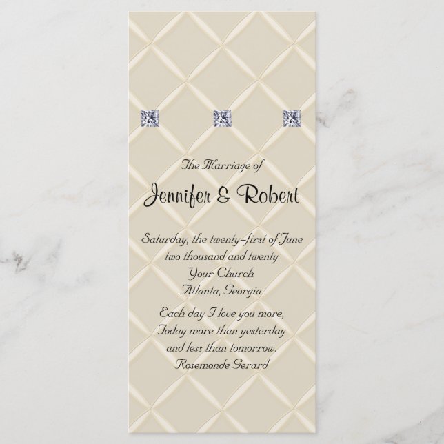 Programme de mariage des poches de diamants de la  (Devant)