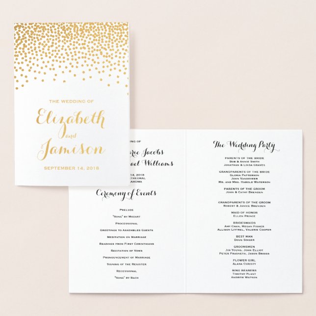 Programme de mariage des points Confetti Confetti  (Affichage)