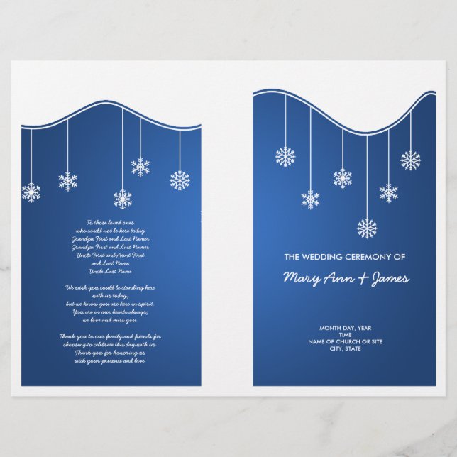 Programme de mariage d'hiver Décoration du flocon  (Devant)