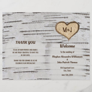Programme de mariage du coeur de bouleau papier 80