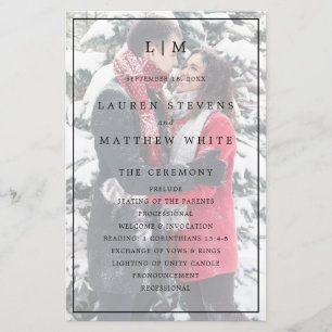 Programme de mariage élégant avec photo simple en