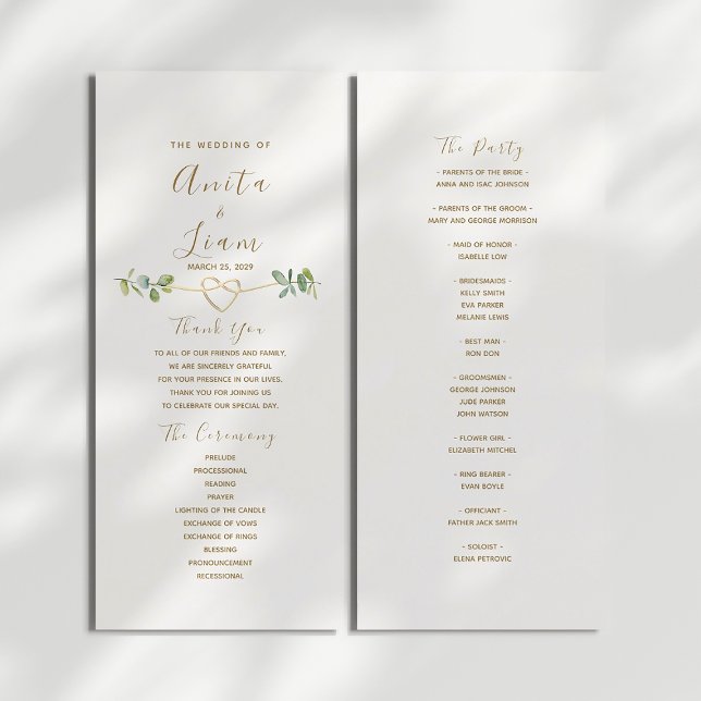 Programme de mariage élégant avec verdure neutre (Créateur téléchargé)