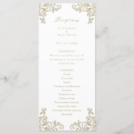 Programme de mariage élégant doré parchemin décora