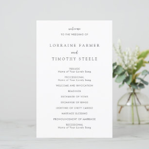 Programme de Mariage Élégant en Noir et Blanc Inte