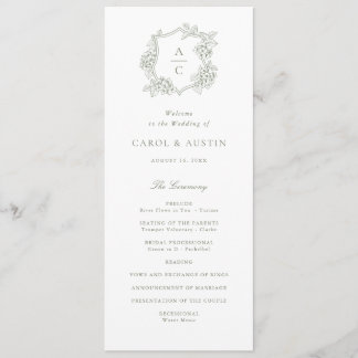 Programme de mariage élégant floral hydrangea vert