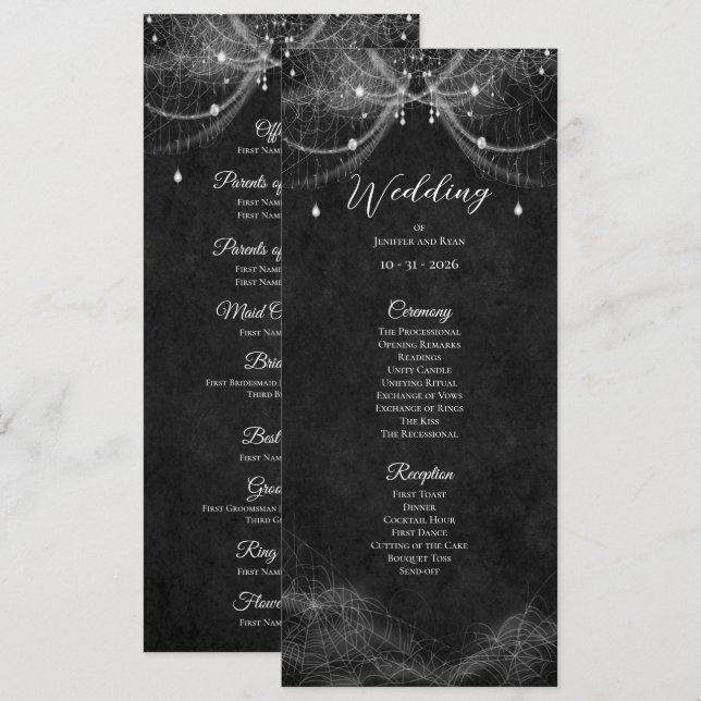 Programme de mariage élégant gothique (Devant / Derrière)
