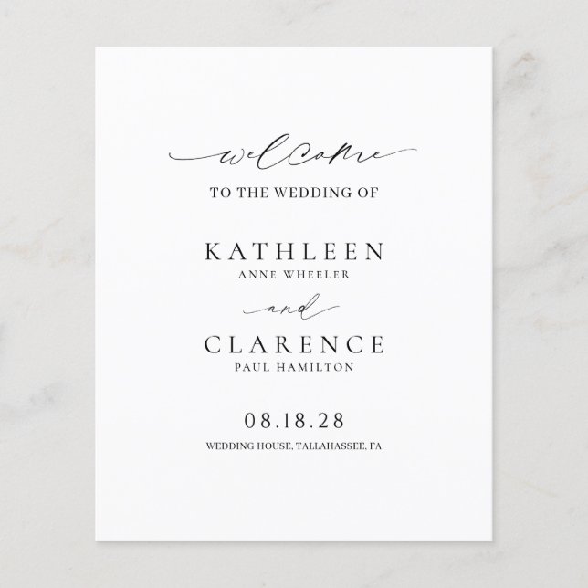 Programme de mariage élégant noir et blanc classiq (Devant)